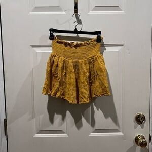 Forever 21 Mustard Textured Smocked Skirt